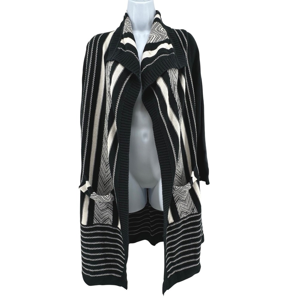 Chico's Open Front Longline Cardigan Women Boho Cozy 1 US M Shawl Collar Sweater